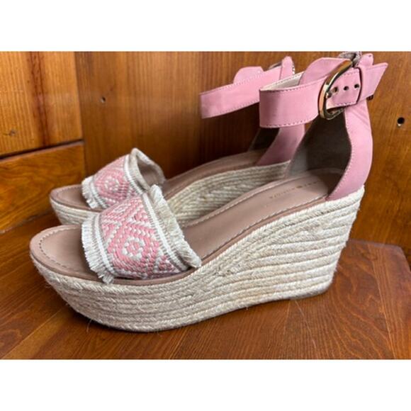 Tommy Hilfiger Platform Espadrille Sandals Womens Sz 11 Pink Jute Wrap Zip Heels - Picture 2 of 15